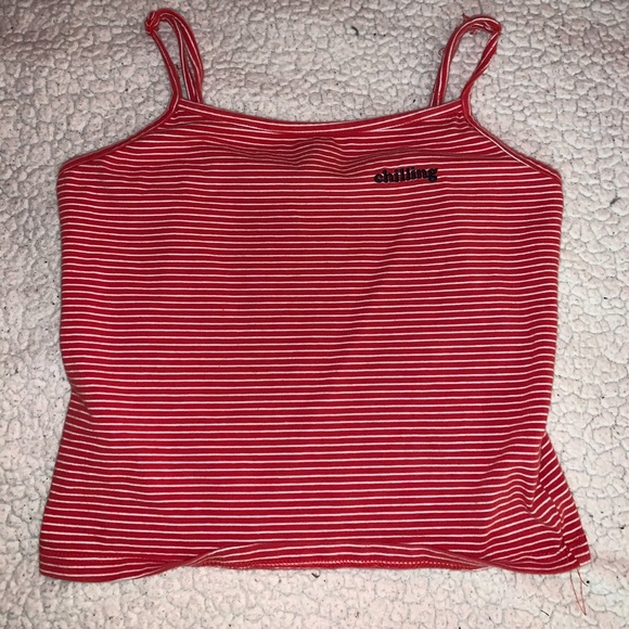 Tops - red and white striped crop top